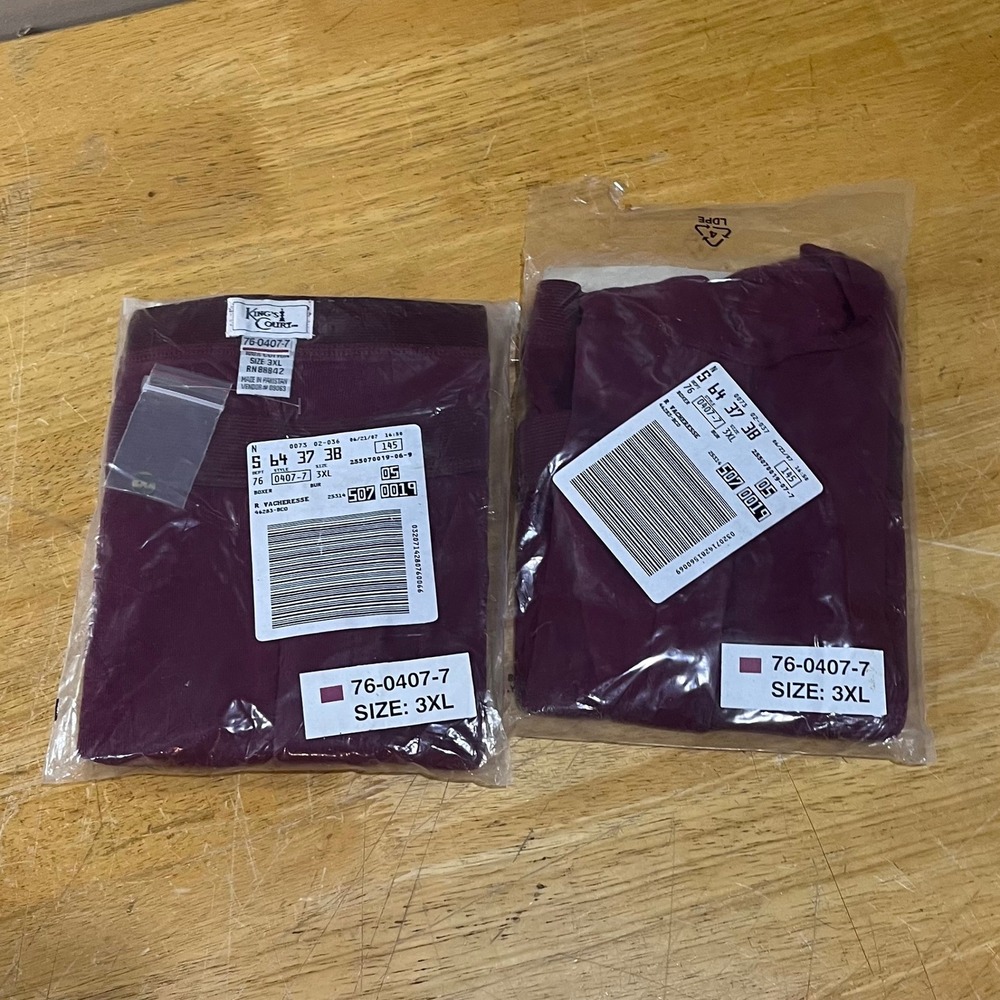 Vtg King's Court Mens 3XL Burgundy Knit Boxers 100% Cotton 2 Pack 76-0407-7 NIP